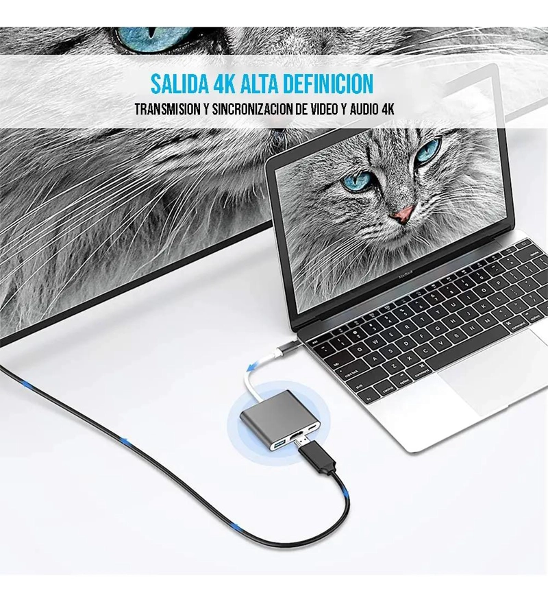 ADAPTADOR MULTIPUERTO USB TIPO C A HDMI 4K COMPACTO - 9