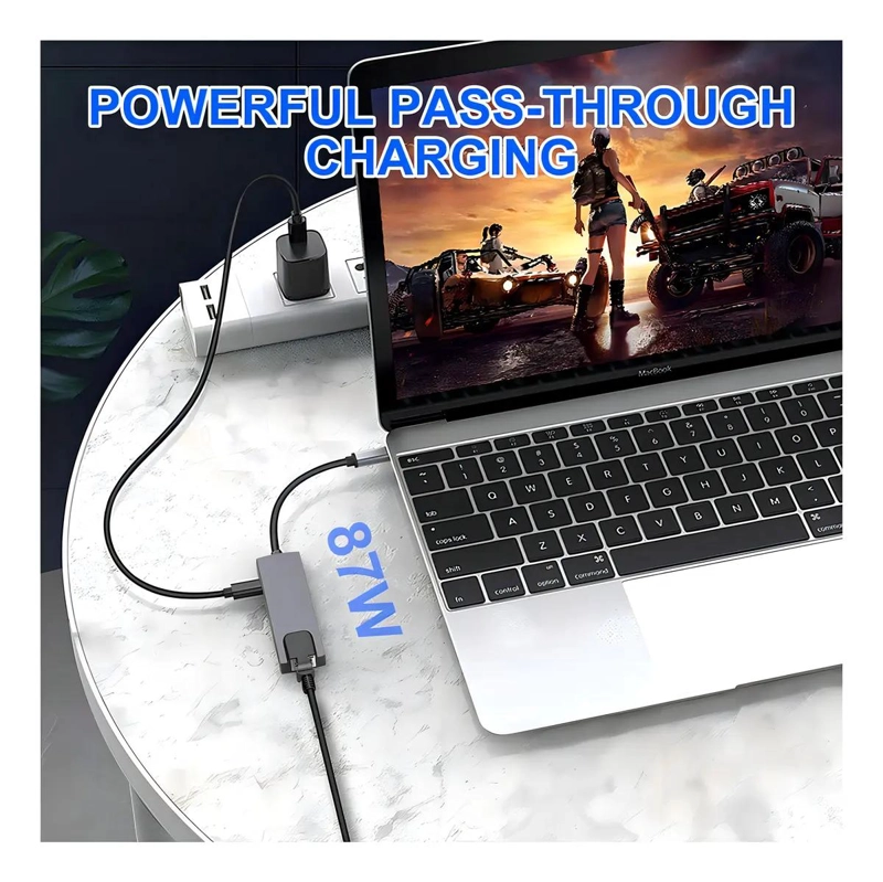 ADAPTADOR USB TIPO C 5 EN 1 CON HDMI Y LAN - 7