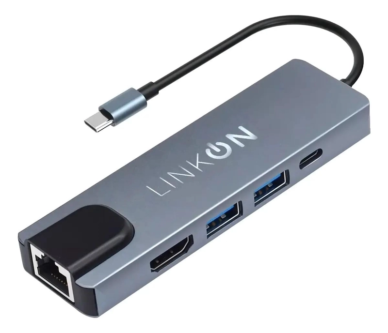 ADAPTADOR USB TIPO C 5 EN 1 CON HDMI Y LAN - 8