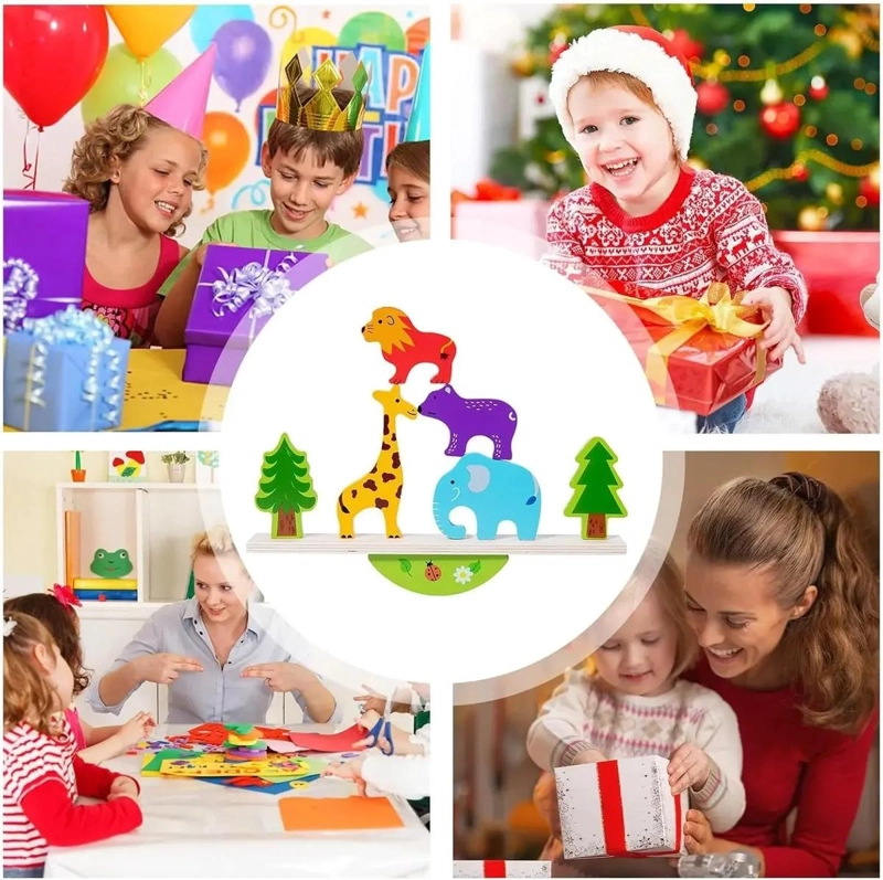 JUEGO DE APILAMIENTO DE ANIMALES DE MADERA PARA NIÑOS - 6