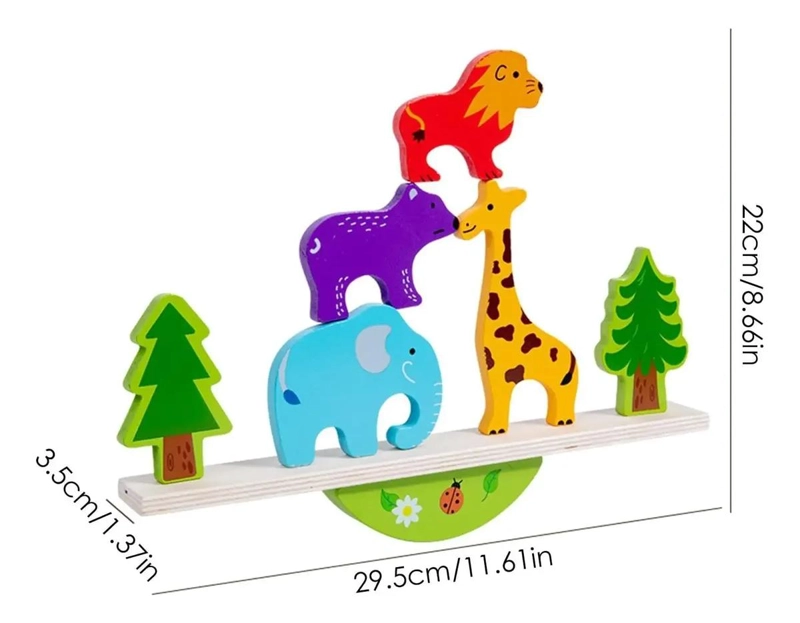 JUEGO DE APILAMIENTO DE ANIMALES DE MADERA PARA NIÑOS - 7