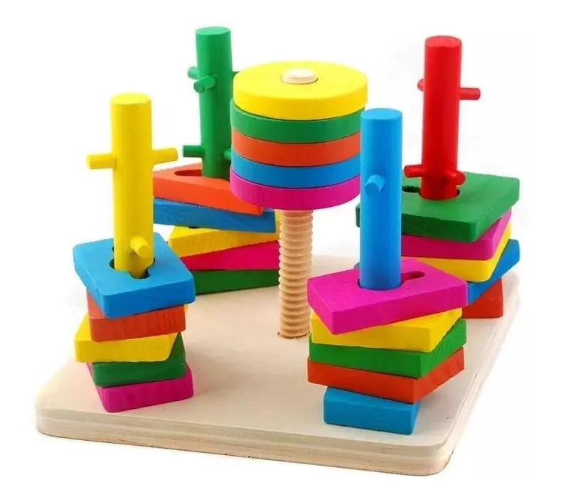 CUBO DIDACTICO DE MADERA PARA BEBE S CON FORMAS GEOME TRICAS - 6