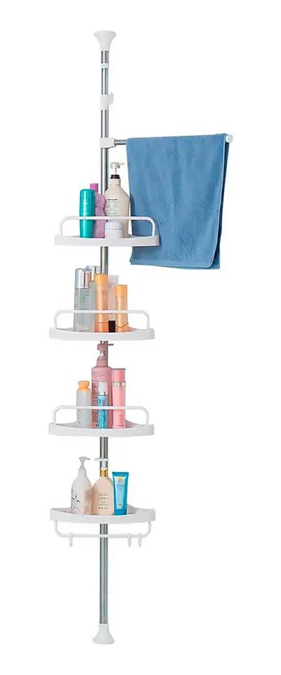 ESQUINERO DE BAÑO AJUSTABLE CON 4 ESTANTES Y TOALLERO - 1