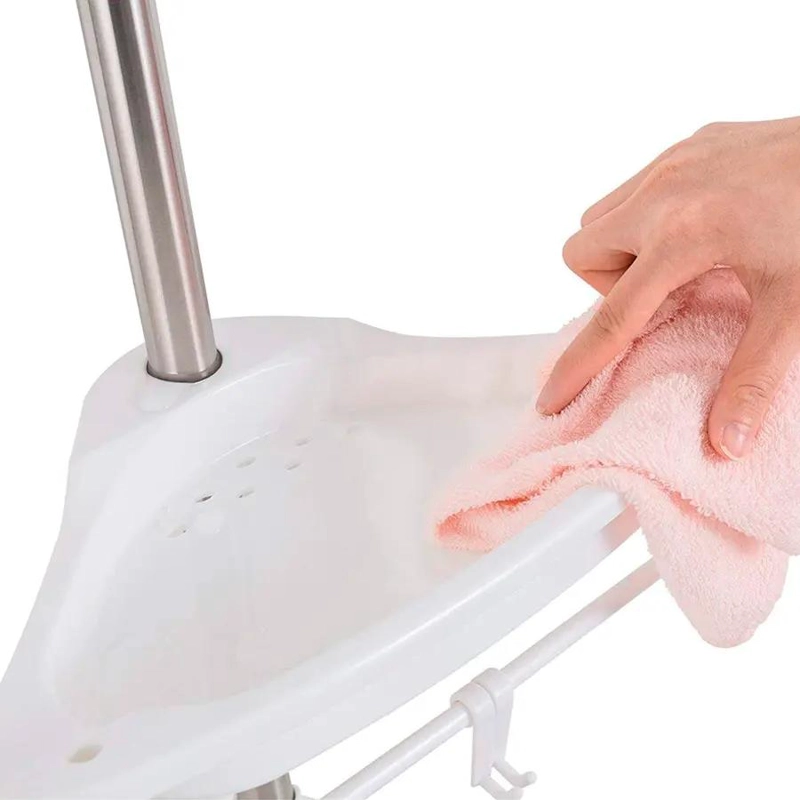 ESQUINERO DE BAÑO AJUSTABLE CON 4 ESTANTES Y TOALLERO - 5