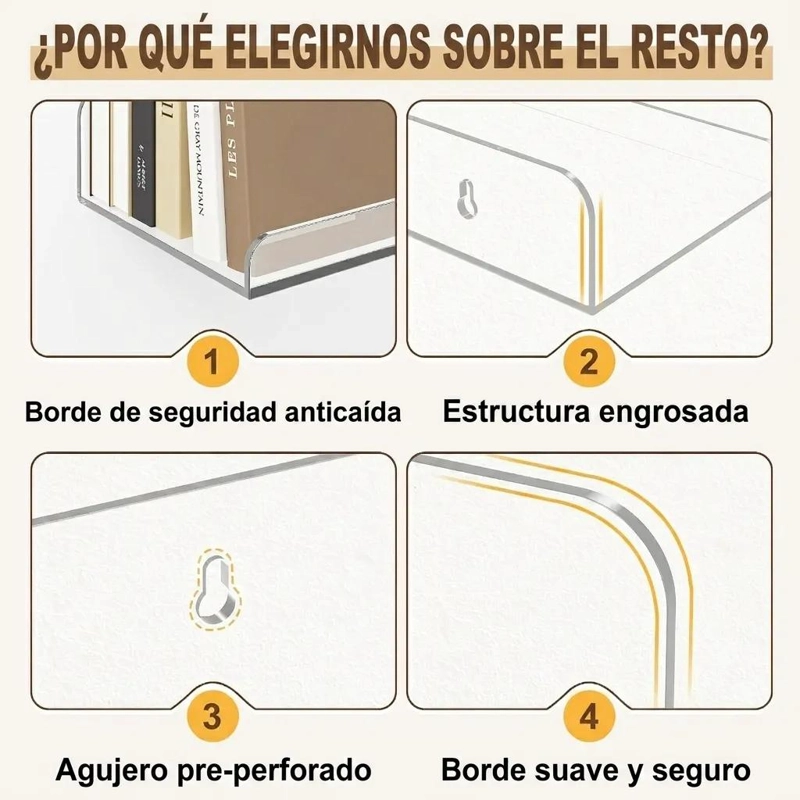 ESTANTES FLOTANTES DE ACRILICO PARA PARED EN JUEGO DE 2 - 9
