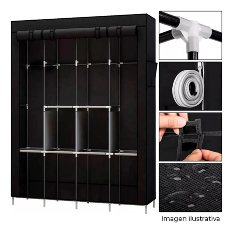 CLOSET ARMABLE GRANDE ORGANIZADOR NEGRO PARA ROPA Y ZAPATOS - 5