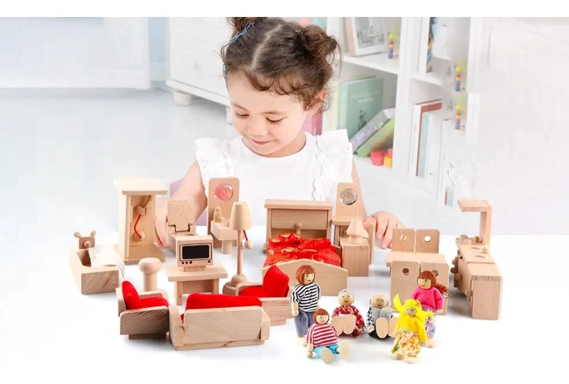 SET COMPLETO DE MUEBLES DE MADERA PARA CASA DE MUÑECAS Y FAMILIA - 3