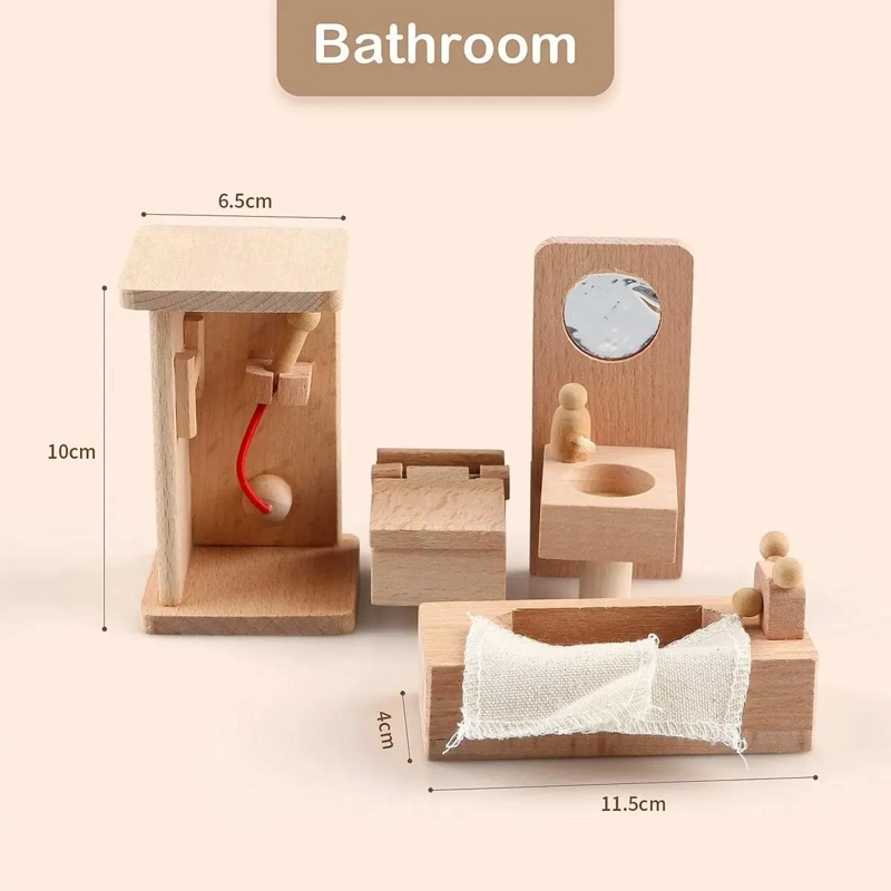 SET COMPLETO DE MUEBLES DE MADERA PARA CASA DE MUÑECAS Y FAMILIA - 5