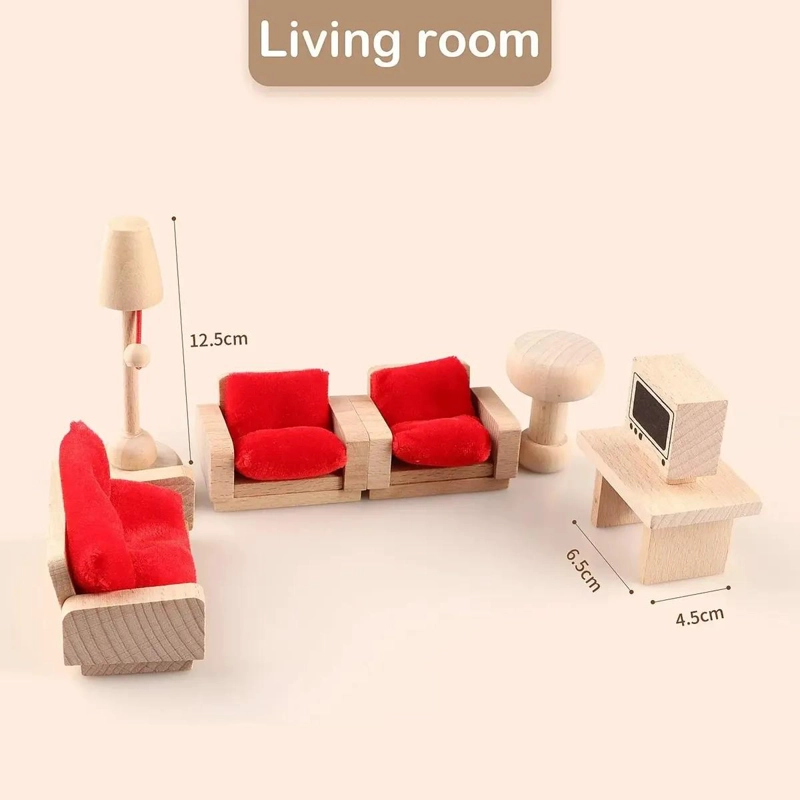 SET COMPLETO DE MUEBLES DE MADERA PARA CASA DE MUÑECAS Y FAMILIA - 6