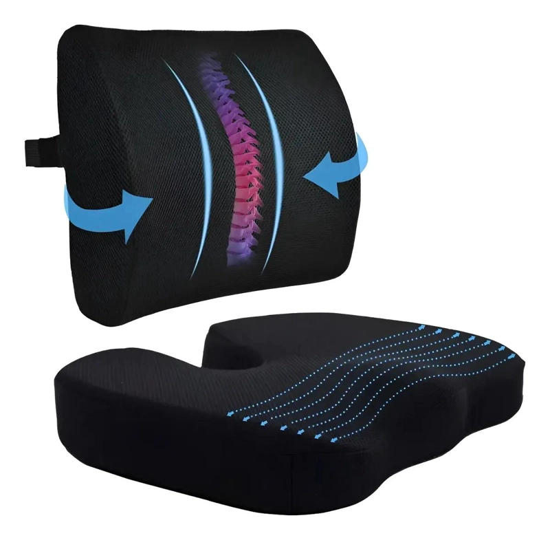 COJIN DE ASIENTO CON GEL Y SOPORTE LUMBAR LAVABLE PARA MAYOR COMODIDAD - 1