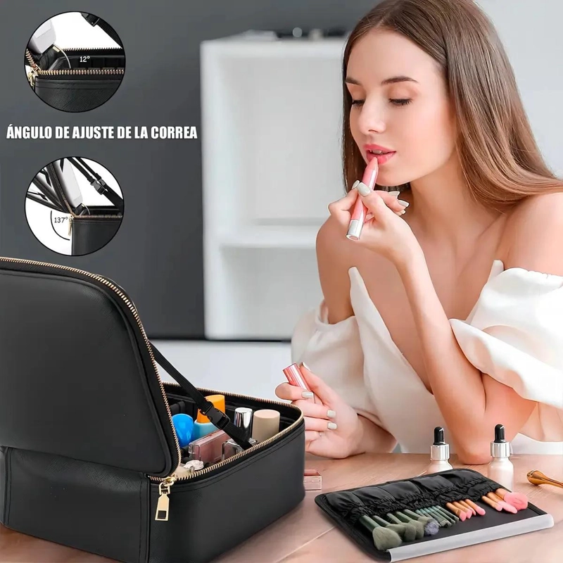 COSMETIQUERO CON ESPEJO Y LUZ LED PARA MAQUILLAJE Y CUIDADO PERSONAL - 7