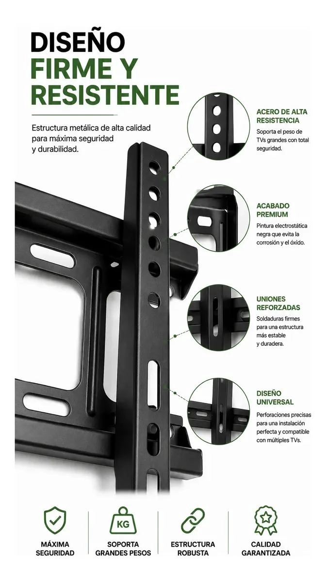 SOPORTE FIJO PARA TELEVISORES DE 40 A 80 PULGADAS EN COLOR NEGRO - 5