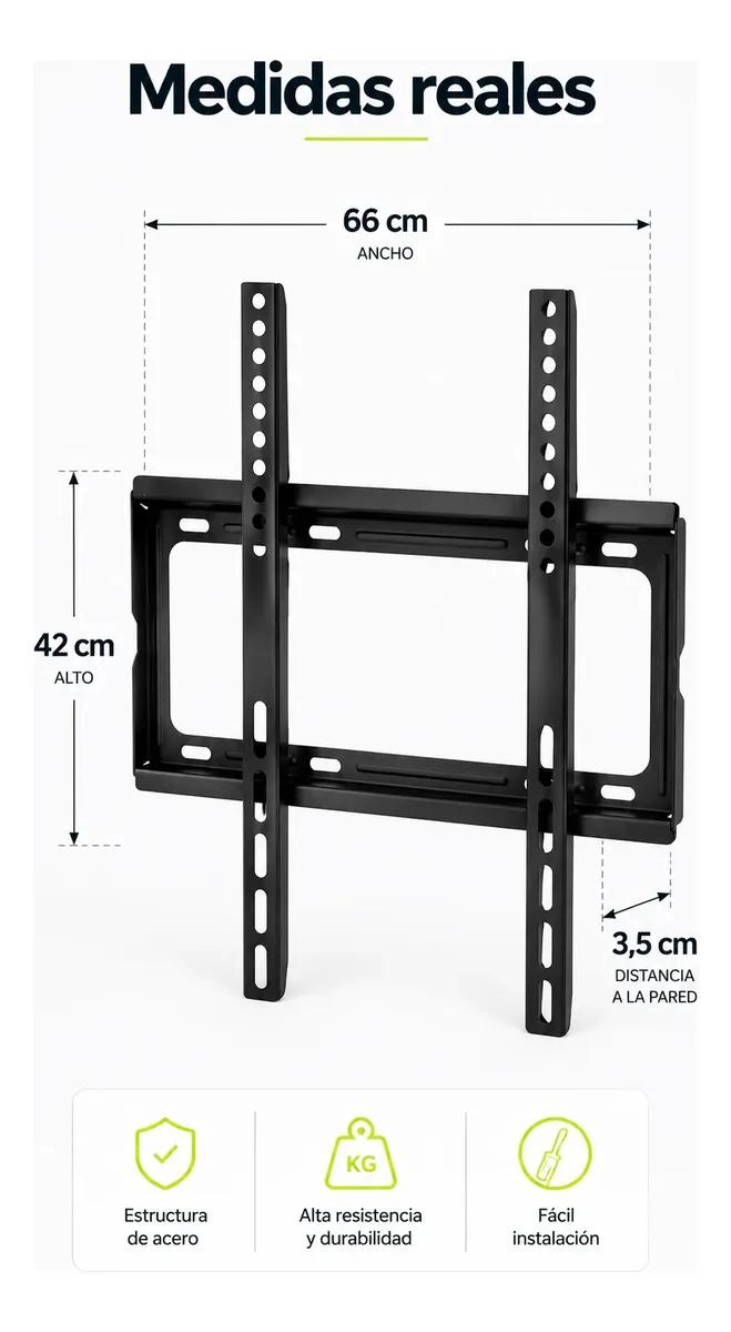 SOPORTE FIJO PARA TELEVISORES DE 40 A 80 PULGADAS EN COLOR NEGRO - 6