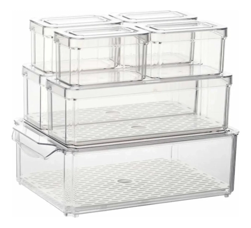 SET DE 7 ORGANIZADORES PARA REFRIGERADOR CON TAPAS - 1