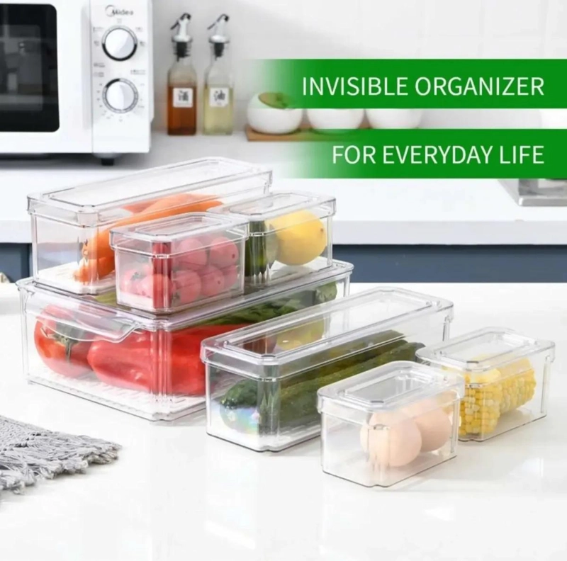 SET DE 7 ORGANIZADORES PARA REFRIGERADOR CON TAPAS - 2