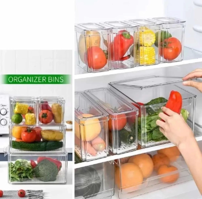SET DE 7 ORGANIZADORES PARA REFRIGERADOR CON TAPAS - 3