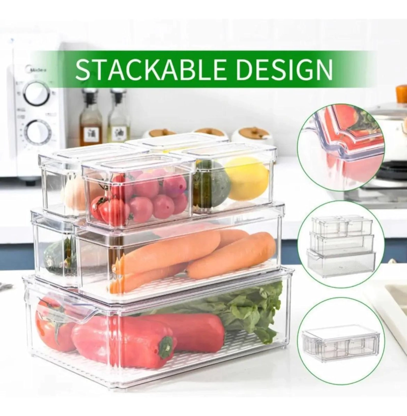SET DE 7 ORGANIZADORES PARA REFRIGERADOR CON TAPAS - 4