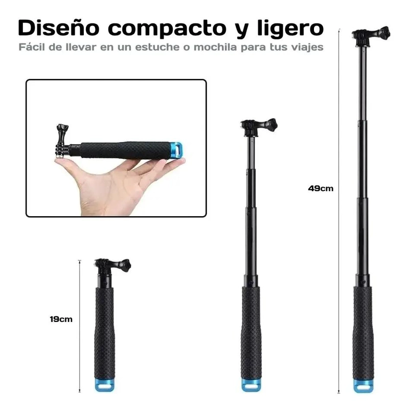 BASTON SELFIE EXTENSIBLE Y SUMERGIBLE PARA CAMARAS DEPORTIVAS - 2