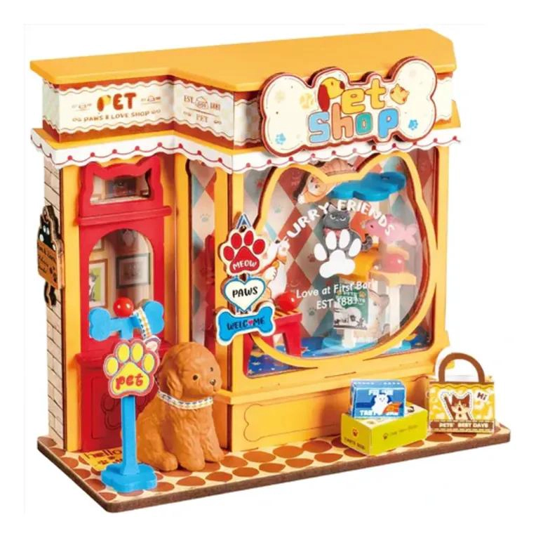 MINI TIENDA DE MASCOTAS EN MINIATURA PARA CONSTRUCCION DIY - 1