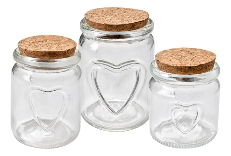 PACK DE 24 FRASCOS DE VIDRIO DECORATIVO EN FORMA DE CORAZON - 2
