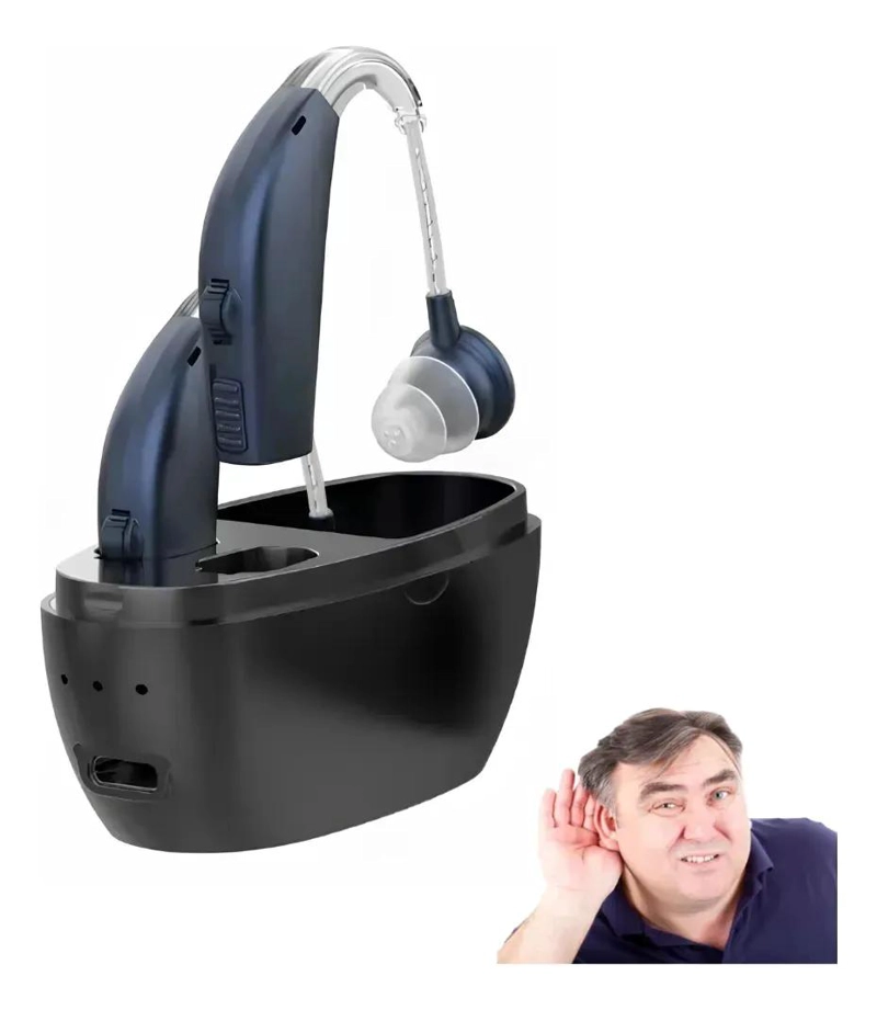 AUDIFONO RECARGABLE ERGONOMICO CON VOLUMEN AJUSTABLE COLOR AZUL - 7