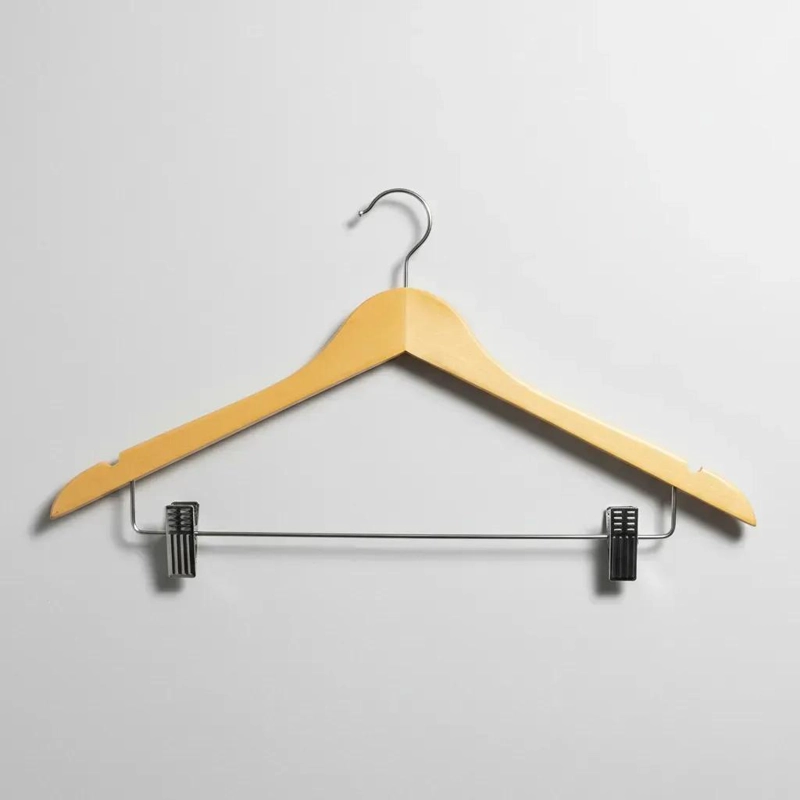 PACK DE 10 PERCHAS DE MADERA CON GANCHOS AJUSTABLES - 1