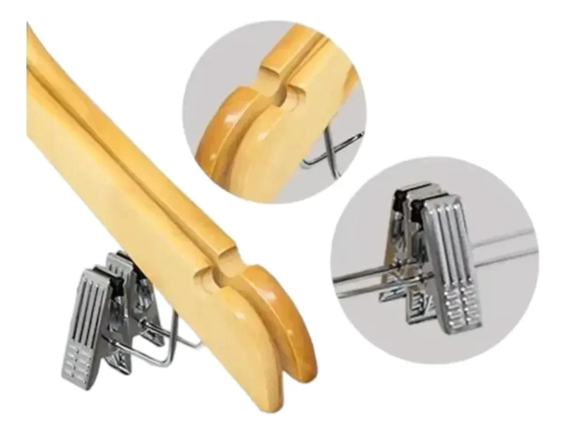 PACK DE 10 PERCHAS DE MADERA CON GANCHOS AJUSTABLES - 3