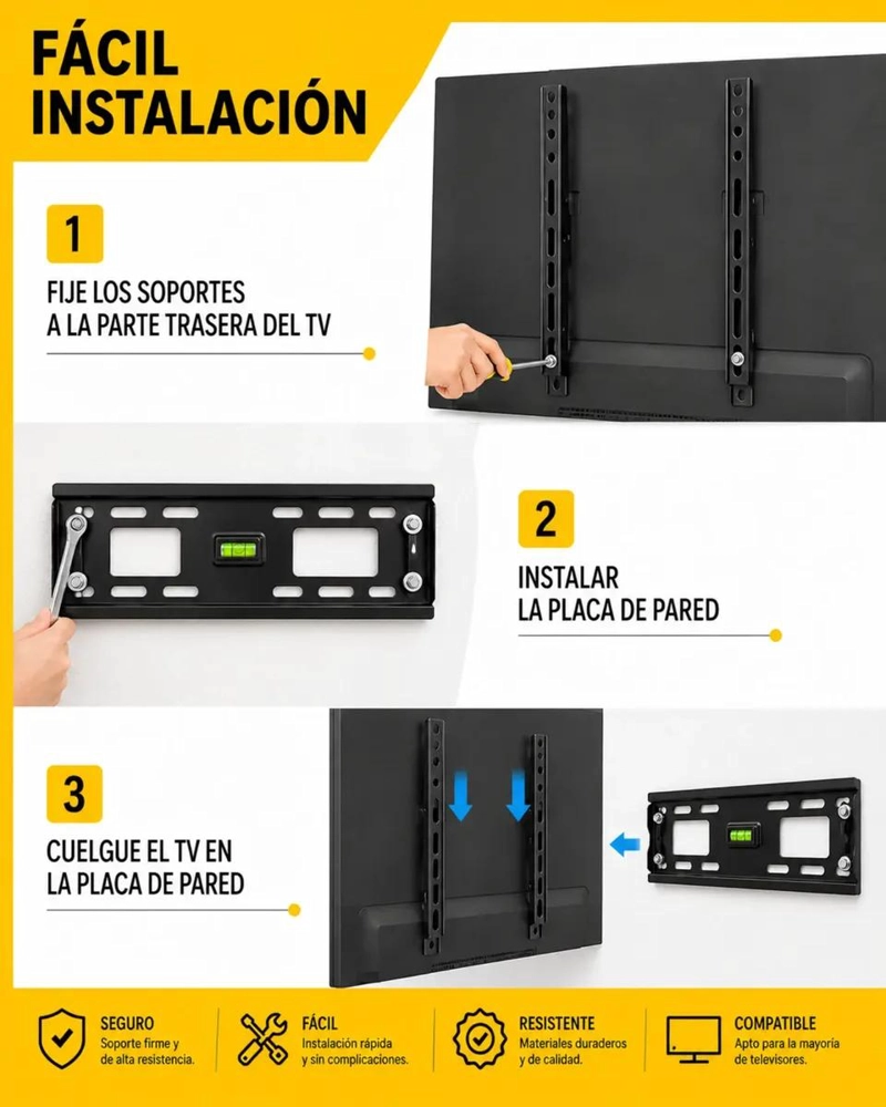 SOPORTE TV INCLINABLE 23-65 PULGADAS Y ANTENA DIGITAL MAGNE TICA - 2