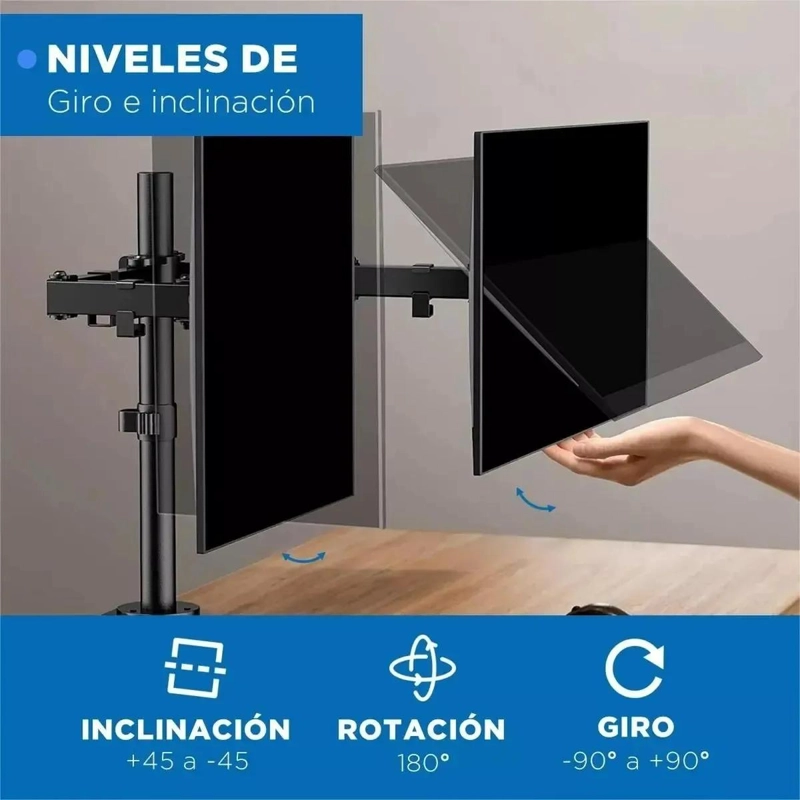 SOPORTE DOBLE PARA DOS MONITORES DE ESCRITORIO COLOR NEGRO - 2