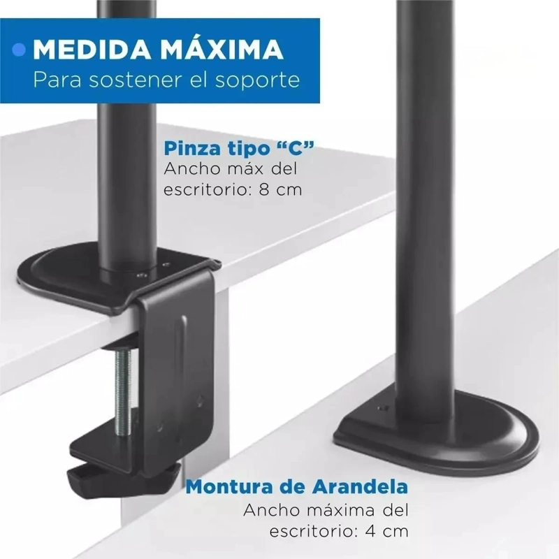 SOPORTE DOBLE PARA DOS MONITORES DE ESCRITORIO COLOR NEGRO - 3