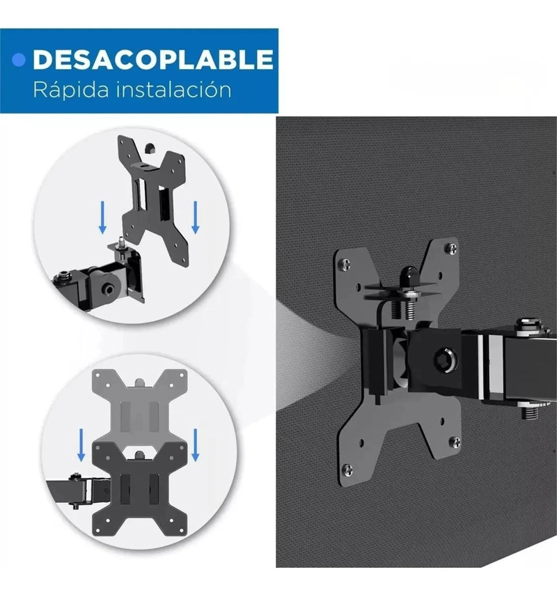 SOPORTE DOBLE PARA DOS MONITORES DE ESCRITORIO COLOR NEGRO - 5