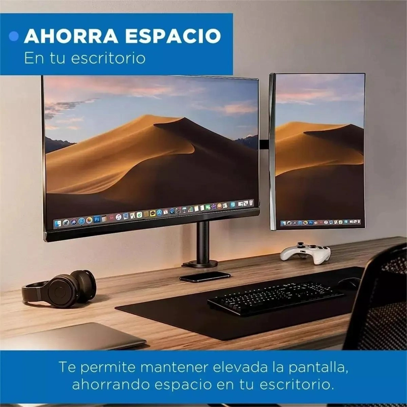 SOPORTE DOBLE PARA DOS MONITORES DE ESCRITORIO COLOR NEGRO - 6