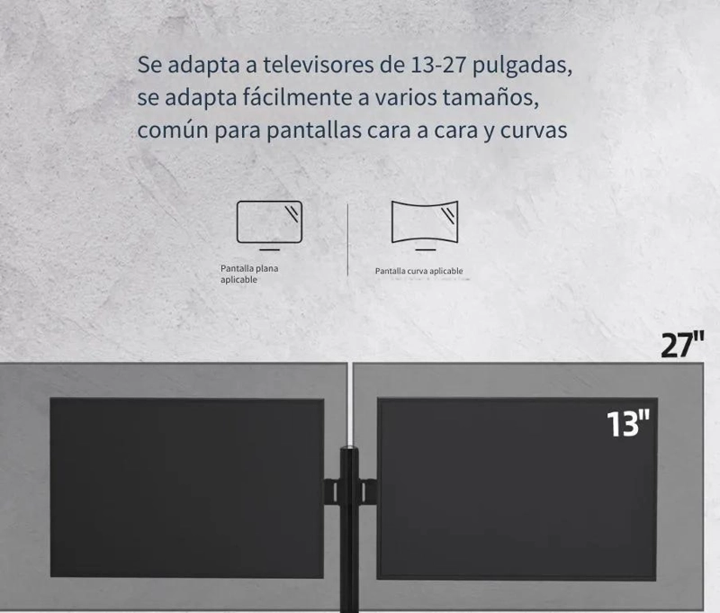 SOPORTE DOBLE PARA DOS MONITORES DE ESCRITORIO COLOR NEGRO - 7