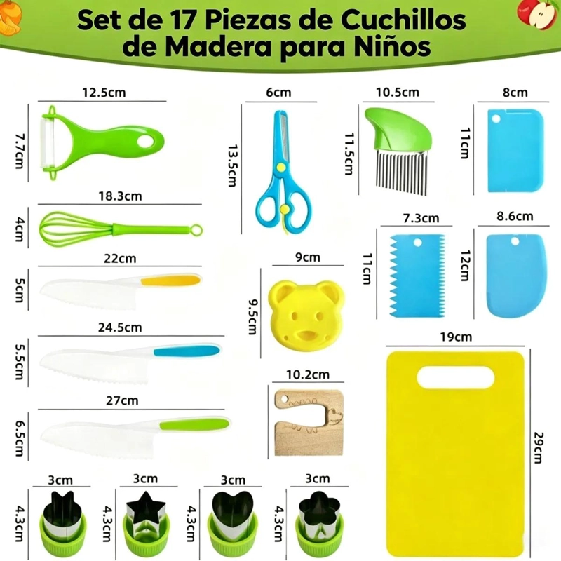 JUEGO MONTESSORI DE COCINA 17 PIEZAS PARA NIÑOS - 3