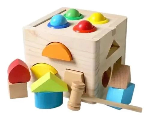 CUBO DIDACTICO DE MADERA PARA NIÑOS CON FORMAS GEOME TRICAS - 1