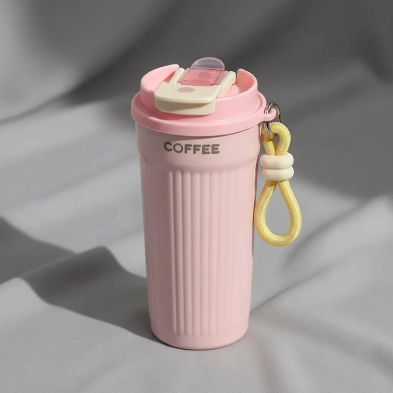 VASO TE RMICO PORTATIL 550ML CON TAPA Y CORREA PARA BEBIDAS - 4
