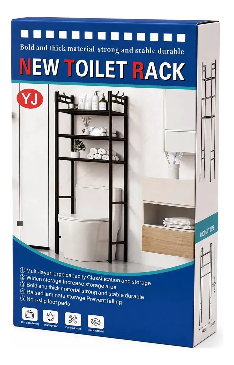 ESTANTE ORGANIZADOR DE BAÑO SOBRE INODORO 3 NIVELES COLOR NEGRO - 3