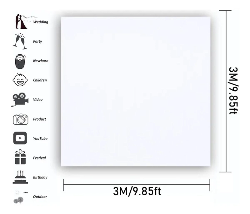 FONDO DE PANTALLA VERDE Y BLANCO PROFESIONAL 3X3M PARA FOTOGRAFIA - 4