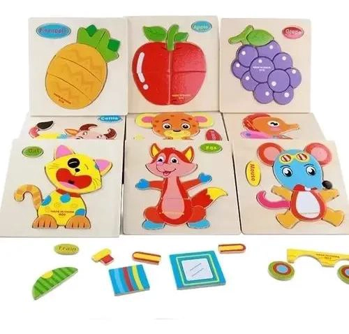 ROMPECABEZAS TRIDIMENSIONALES DE MADERA PARA NIÑOS, PACK DE 12 - 1