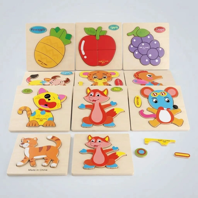 ROMPECABEZAS TRIDIMENSIONALES DE MADERA PARA NIÑOS, PACK DE 12 - 2