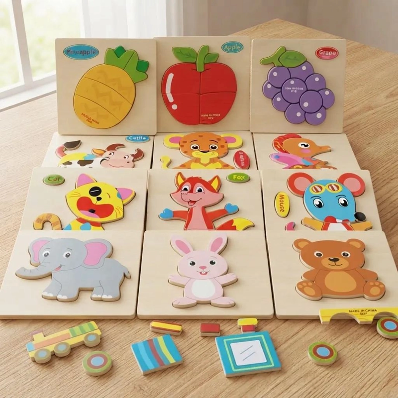 ROMPECABEZAS TRIDIMENSIONALES DE MADERA PARA NIÑOS, PACK DE 12 - 3