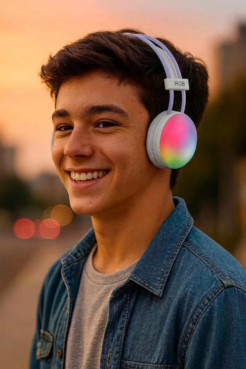 AUDIFONOS INALAMBRICOS P880 CON ILUMINACION RGB Y SONIDO POTENTE - 10