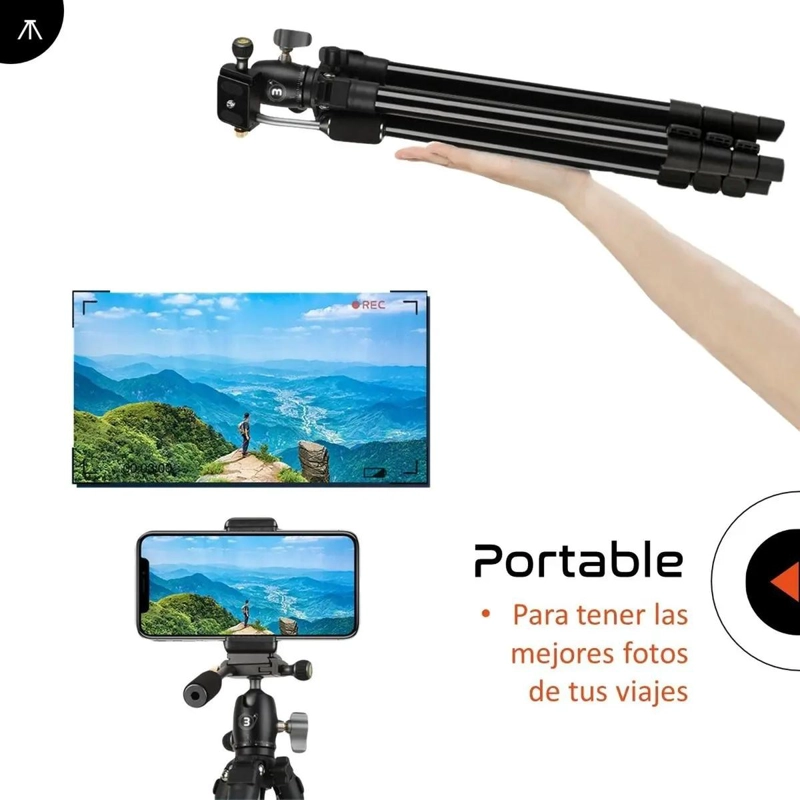 TRIPODE DE ALUMINIO PLEGABLE PARA CAMARA Y CELULAR CON ADAPTADOR - 6
