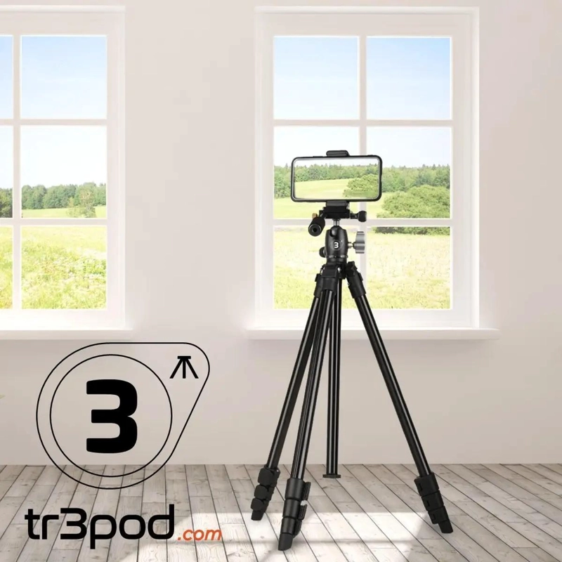 TRIPODE DE ALUMINIO PLEGABLE PARA CAMARA Y CELULAR CON ADAPTADOR - 8