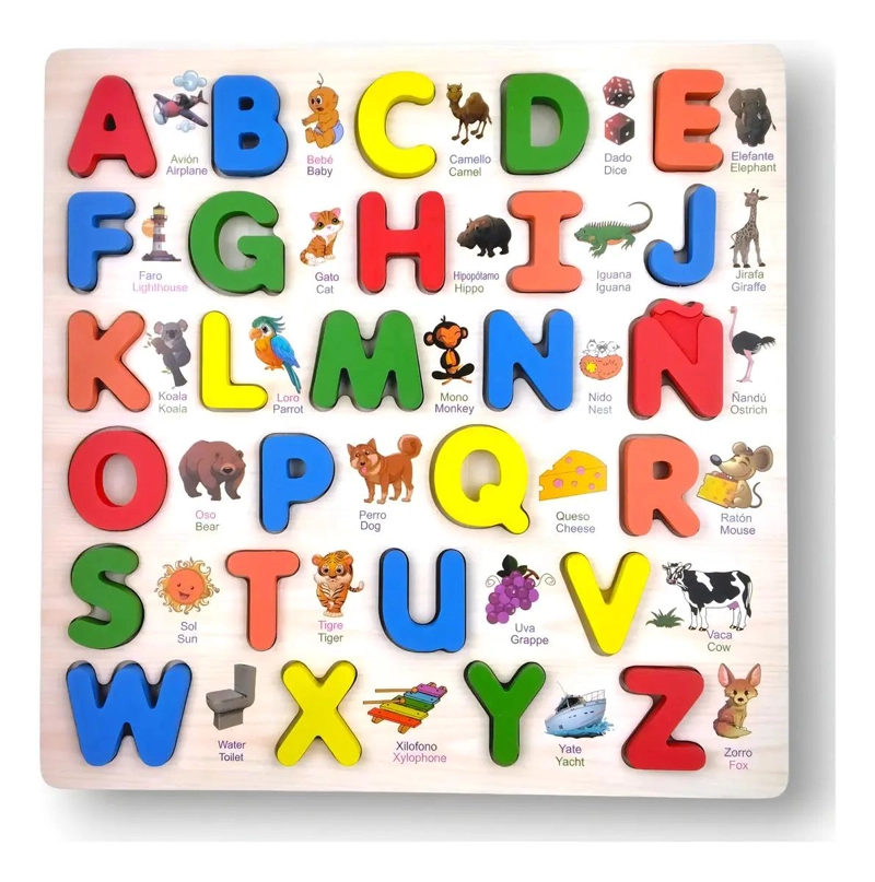 PUZZLE DE MADERA 3D LETRAS ABECEDARIO PARA NIÑOS - 1
