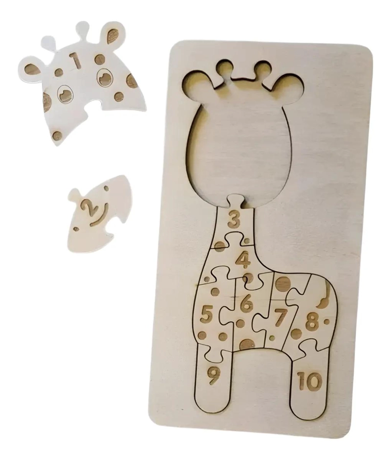 ROMPECABEZAS DE MADERA JIRAFA 10 PIEZAS PARA NIÑOS - 1