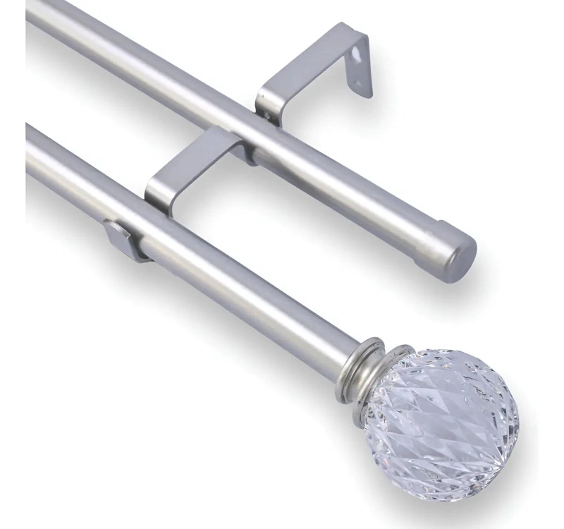BARRA DE CORTINA METALICA EXTENSIBLE AJUSTABLE 160 A 300 CM COLOR PLATEADO - 1