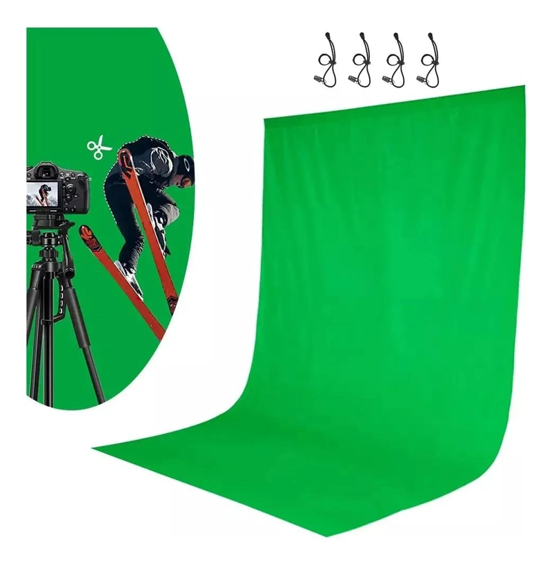 TELON VERDE CHROMA DE TELA MUSELINA 2MX3M PARA FOTOGRAFIA - 1