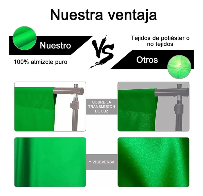 TELON VERDE CHROMA DE TELA MUSELINA 2MX3M PARA FOTOGRAFIA - 6