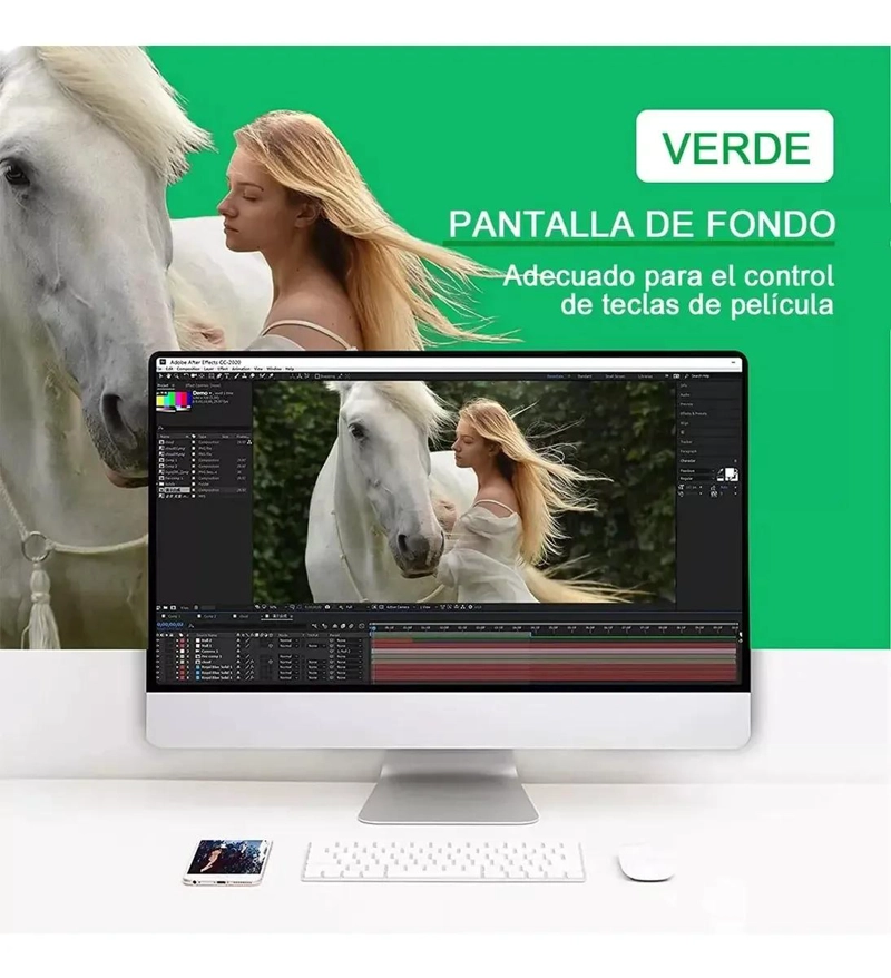 TELON VERDE CHROMA DE TELA MUSELINA 2MX3M PARA FOTOGRAFIA - 8